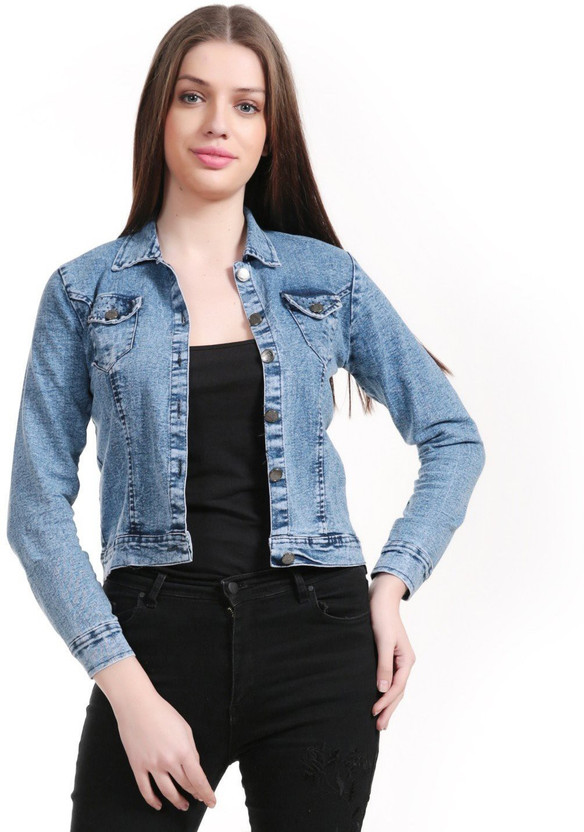 Mia Fashion Full Sleeve Self Design Women Denim Jacket